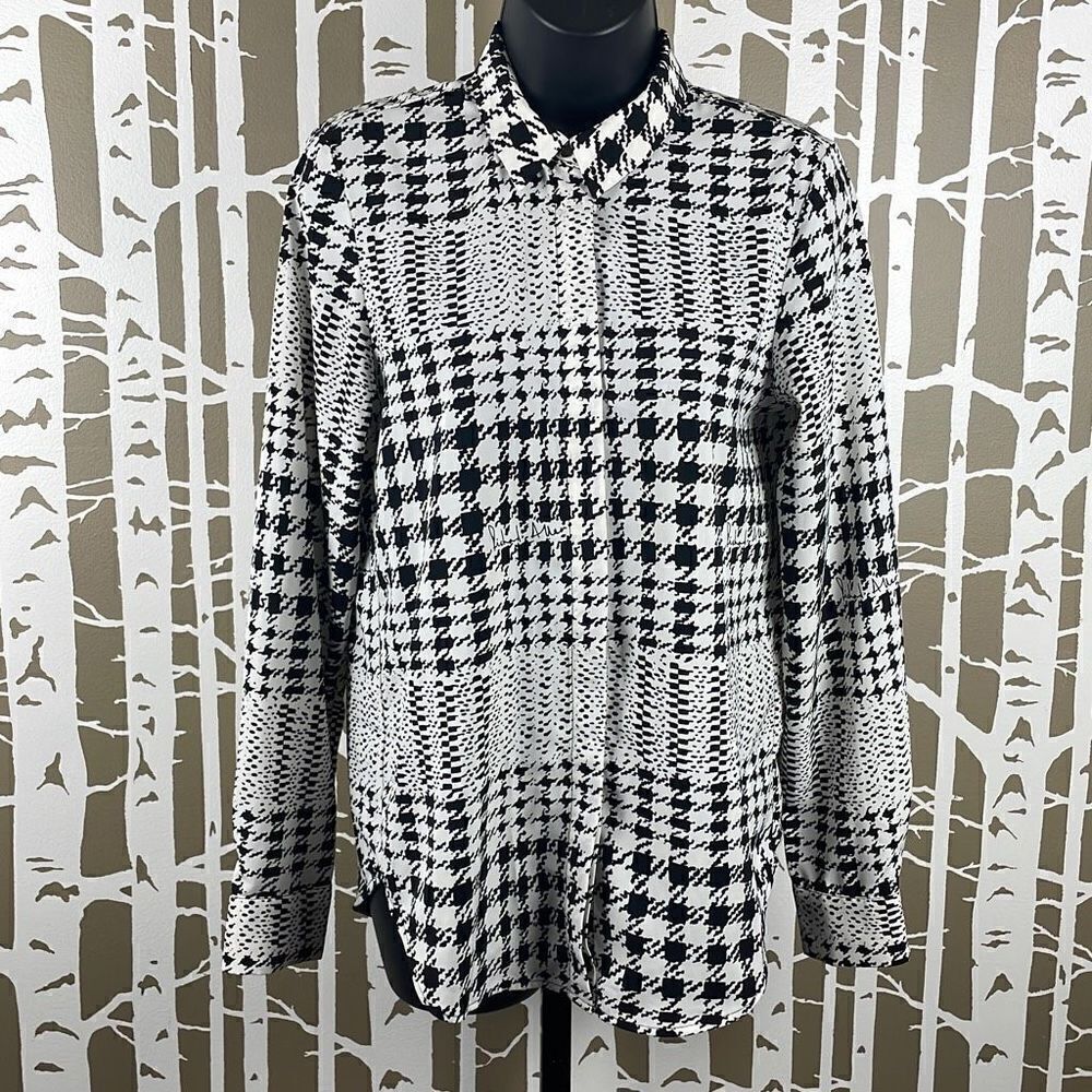 Richard Allen X H&M Houndstooth Plaid Button Front Shirt 2